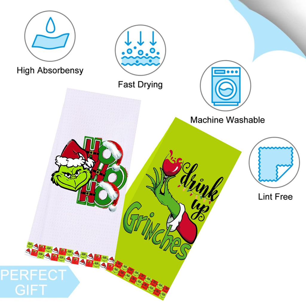 LXOMILL Christmas Grinch Kitchen Towels, Grinch Bathroom Hand Towels, Grinch Christmas Decorations, Grinch Kitchen Towels, Grinch Bathroom Decor, Housewarming Gift, Host Hostess Gift