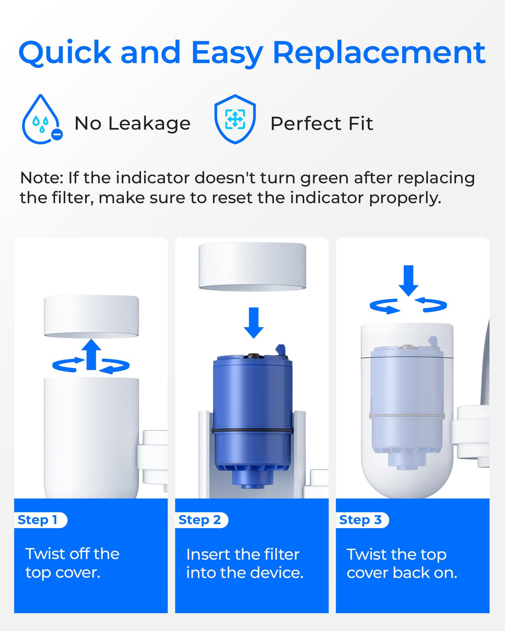 Waterdrop C08A Faucet Water Filter, Compatible with All PUR® PLUS Water Filter, PUR® PLUS RF9999® Faucet Water Filter, NSF 42 Certified, 9-Month, 900-Gallon, 3 Pack