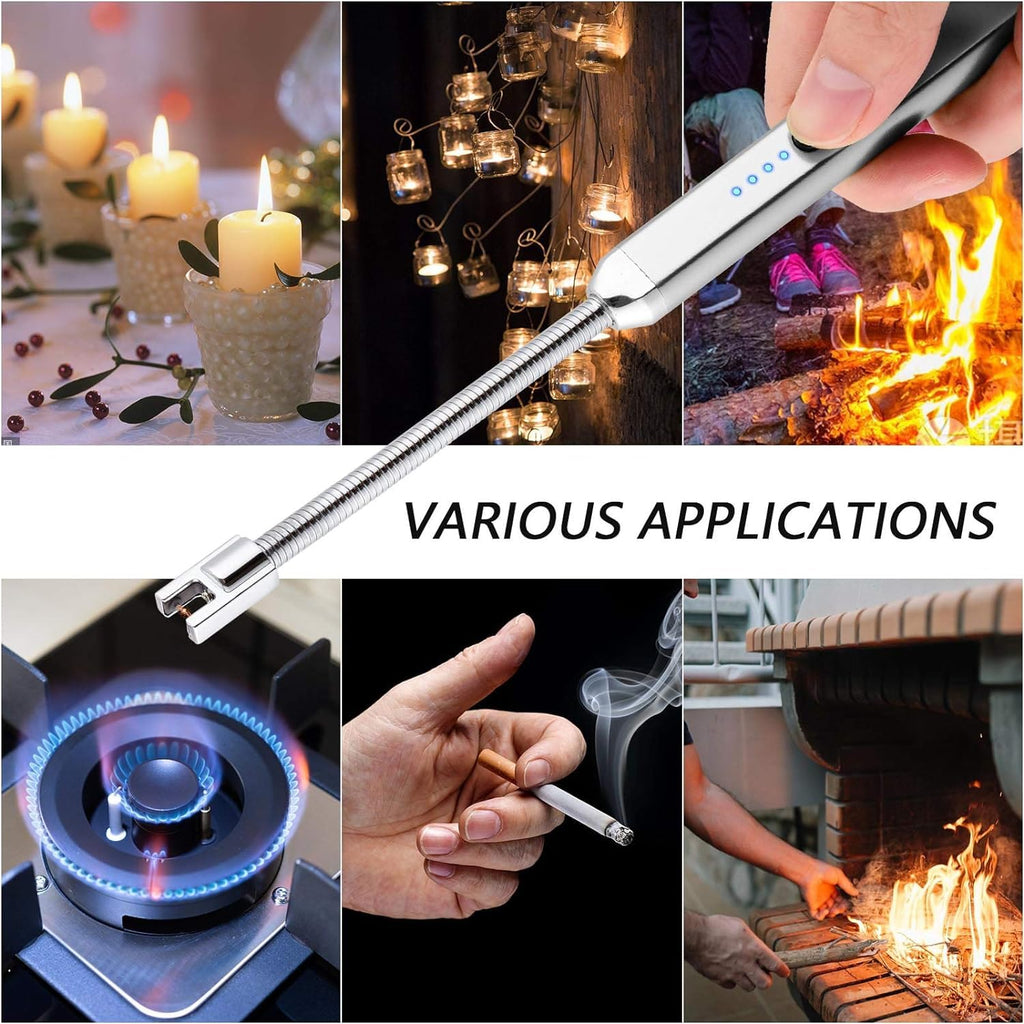 MEIRUBY 2 Pack Lighter Electric Candle Lighter Birthday Gifts for Women Mom Wife Men, Long Electronic Rechargeable USB Lighter Arc Windproof Flameless Lighters for Candle Camping BBQ