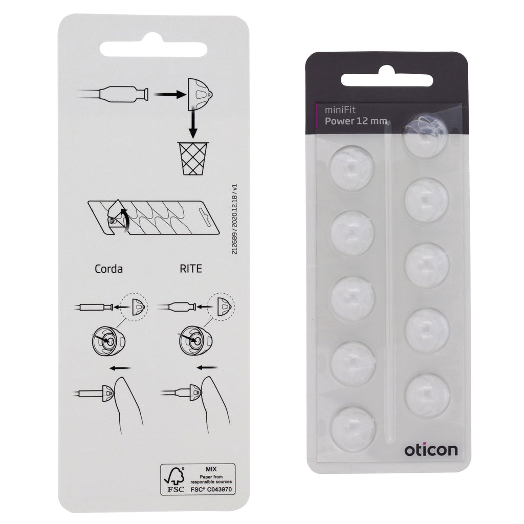 Genuine Oticon Hearing Aid Domes Minifit Power 12mm (0.47 inches - XLarge), Oticon Branded OEM Denmark Replacements, Authentic Accessories for Optimal Performance -3 Pack/30 Domes Total