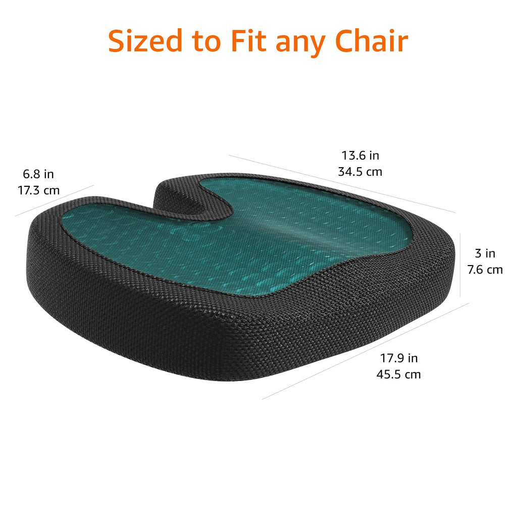 Amazon Basics Comfortable Seat Cushion for Office Chairs, Gel Enhanced Memory Foam, Black