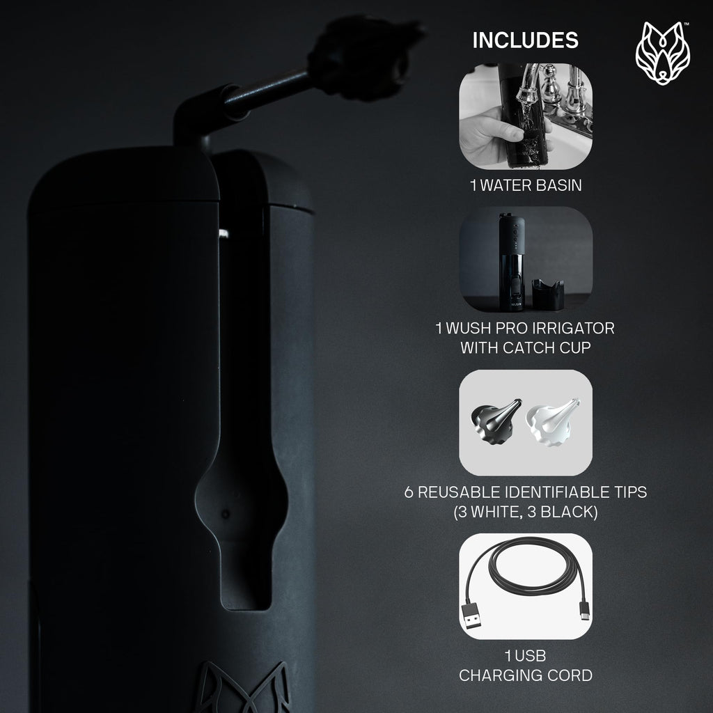 Wush Pro by Black Wolf - The Original Deluxe Water Powered Ear Cleaner with 6 Reusable Replacement Tips by Black Wolf - Safe & Effective for Ear Wax Buildup - Electric Ear Wax Removal Kit (Black)
