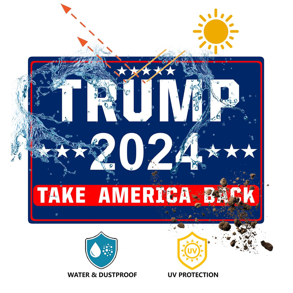Shmbada 2 Pack Trump 2024 Take America Back Yard Sign with Metal Stake - 20 x 14 Inch Double Sided Outdoor Decorative Trump Signs for Garden Yard Lawn House