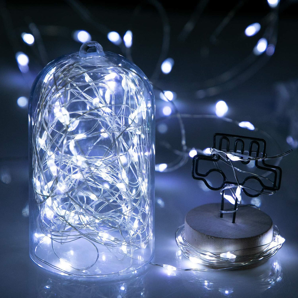 Minetom Fairy Lights Plug in, 70Ft 200 Led Waterproof Firefly Lights on Silver Wire UL Adaptor Included, Starry String Lights for Wedding Indoor Outdoor Christmas Patio Garden Decoration, Pure White