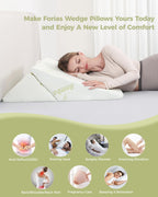 Forias Wedge Pillows Set for After Surgery Foldable Bed Wedge Pillow for Sleeping Adjustable 9&12 Inch Triangle Pillow Wedge with Half-Moon Pillow for Post Surgery Acid Reflux Gerd Snoring - Beige