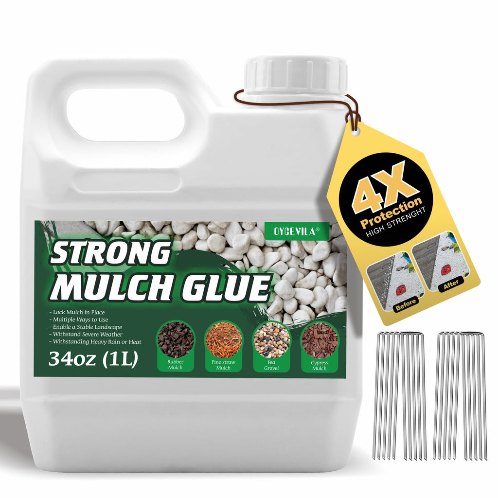 34oz Strong Concentrate Mulch Glue, Gravel Binder Mulch Glue, Non-Toxic Mulch Glue, Mulch Landscape Lock Adhesive Pea Gravel Stabilizer, Mulch Rock Glue for Landscaping Pea Gravel & Bark