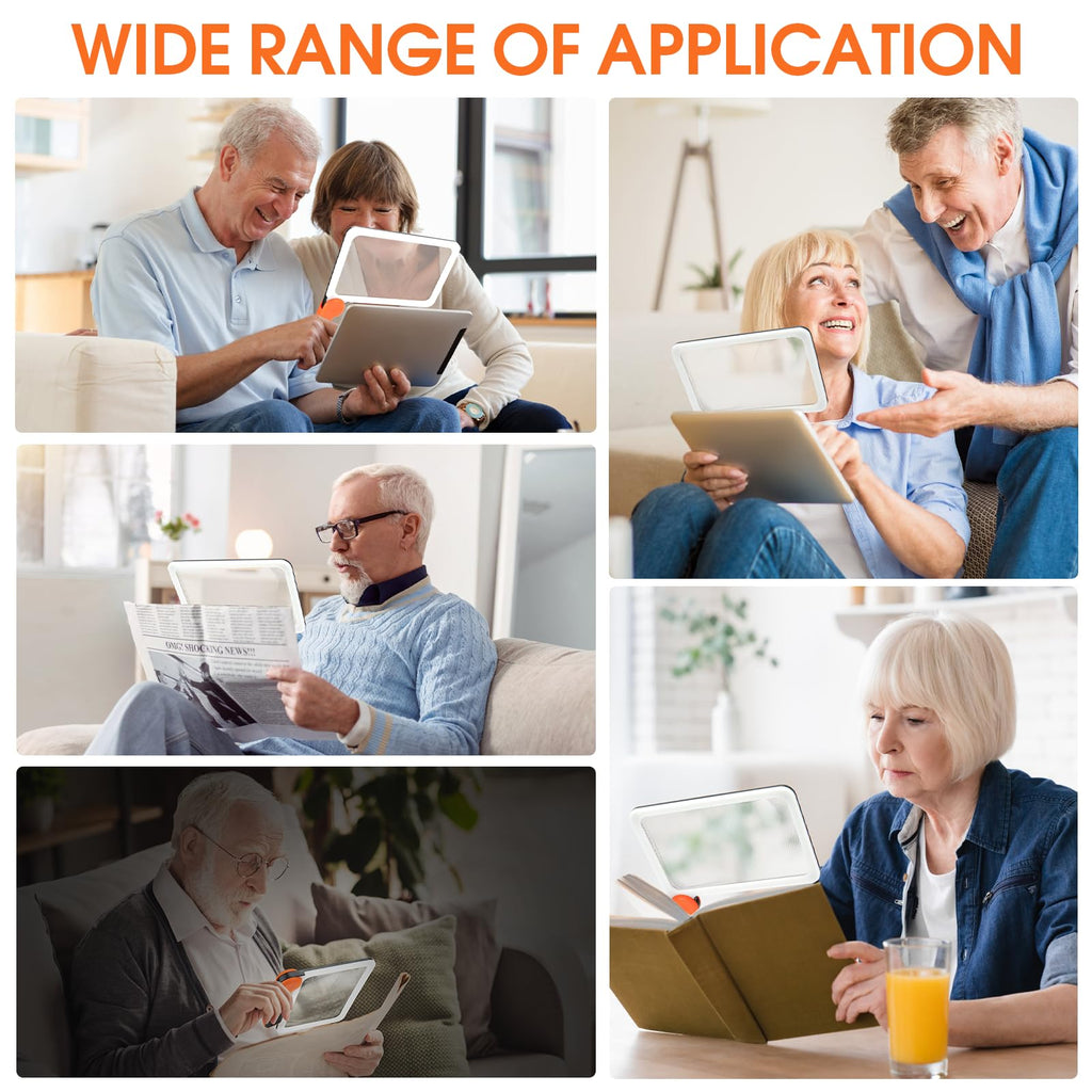 Large Magnifying Glass with Light, Full Page 5X Magnifier 48LED Cold & Warm Light with 3 Modes, Folding Handheld Illuminated Lighted Magnifier for Seniors Low Vision Reading Inspection