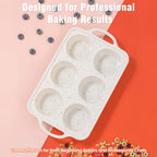 Fimary Silicone Jumbo Muffin Pan with Metal Frame, Non Stick Food Grade Silicone Large Muffin Pan Set of 2, with Handles 6 Cup,BPA-Free and Dishwasher Safe, Jumbo Cupcake Pans