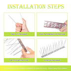 Valibe Pigeon Spikes Stainless Steel Bird Spikes for Outside to Keep Birds Away 12 Pack 10ft Coverage Bird Spikes Wire Prevention Spikes for Small Bird Squirrel for Fence Roof Blacony