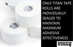 Titan Athletics - 12 Pack of Premium Quality White Athletic Tape/Sports Tape - 1.5 Inch x 45 Feet Per Roll - 100 Percent Cotton with Zinc Oxide - Easy Tear Zig Zag Design and No Sticky Residue