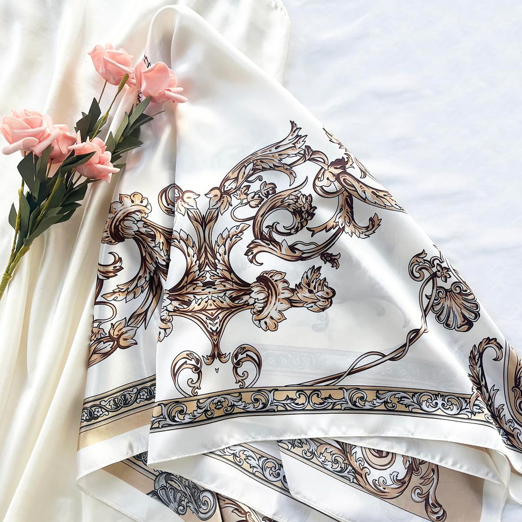 Silk Like Head Scarf for Women - Satin Large Hair Scarves - 35" Square Silk Hair Wrap for Sleeping with Gift Packed