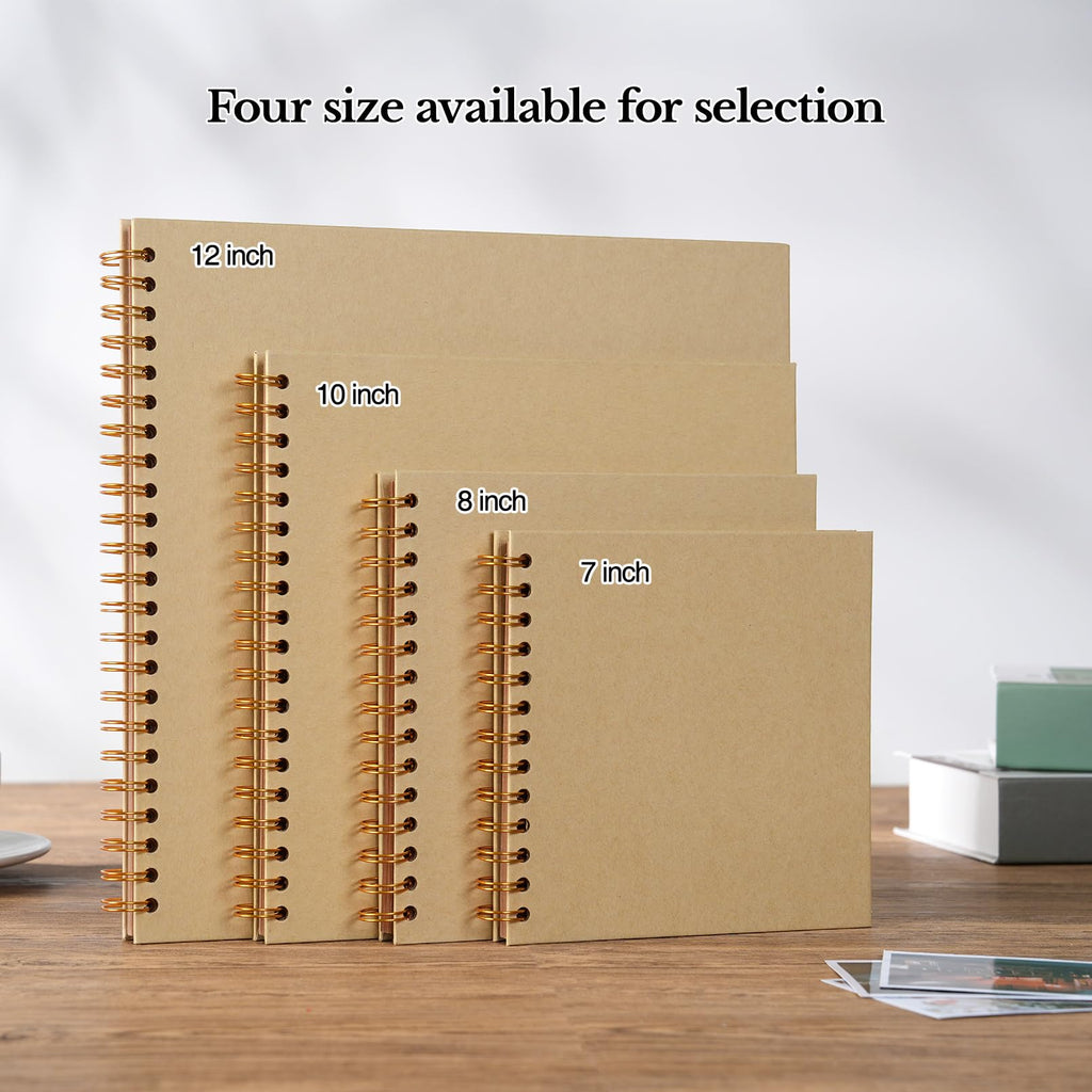 potricher 12 x 12 Inch DIY Scrapbook Album 40 Pages Hardcover Kraft Paper Scrap Book Photo Albums Memory Book for Wedding and Anniversary Family (Yellow, 12 Inch)