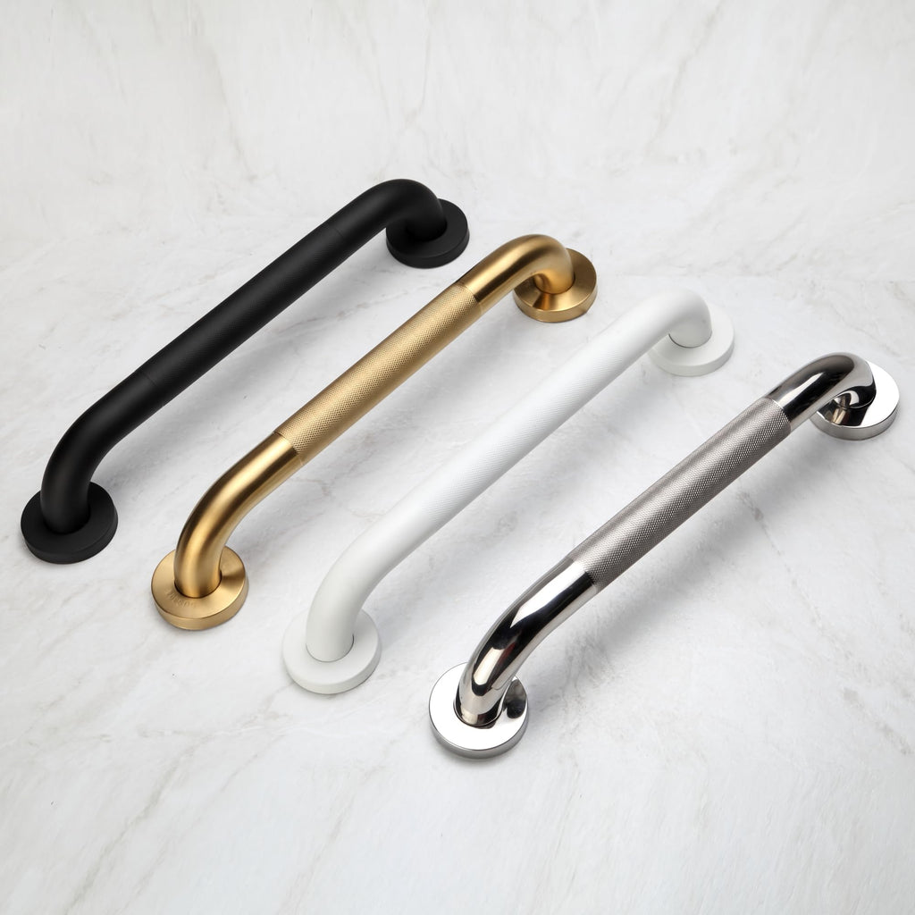 Rackickyer Shower Grab Bar, 2 Pack 32 Inch Black Bathroom Grab Bar, 1.25" Diameter 304 Stainless Steel Anti-Slip Grab Bars for Bathtubs and Showers, Handicap Shower Grab Bar for Seniors Elderly