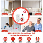 Nestling® Wireless Caregiver Pager SOS Call Button for Elderly Monitoring, Emergency Alert System Call Bell for Nurse Patient Disabled 1 Waterproof Transmitter & 1 Plugin Receiver