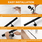 ROTHLEY Pipe Handrails for Indoor Stairs: 6.6FT Stair Railing Steel Hand Railings for Stairs Indoor Wall Mount Stair Handrail Complete Kit 1.6" Round Metal Stair Railing for Elderly & Kids