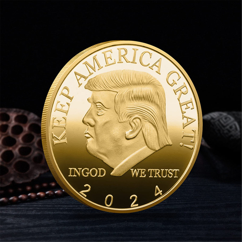 YJSD 10 Pieces Donald Trump 2024 Two Tone Gold Head Coin Silver Plated Commemorative Coin Keep America Great Challenge Coins Novelty Coin Political Gift