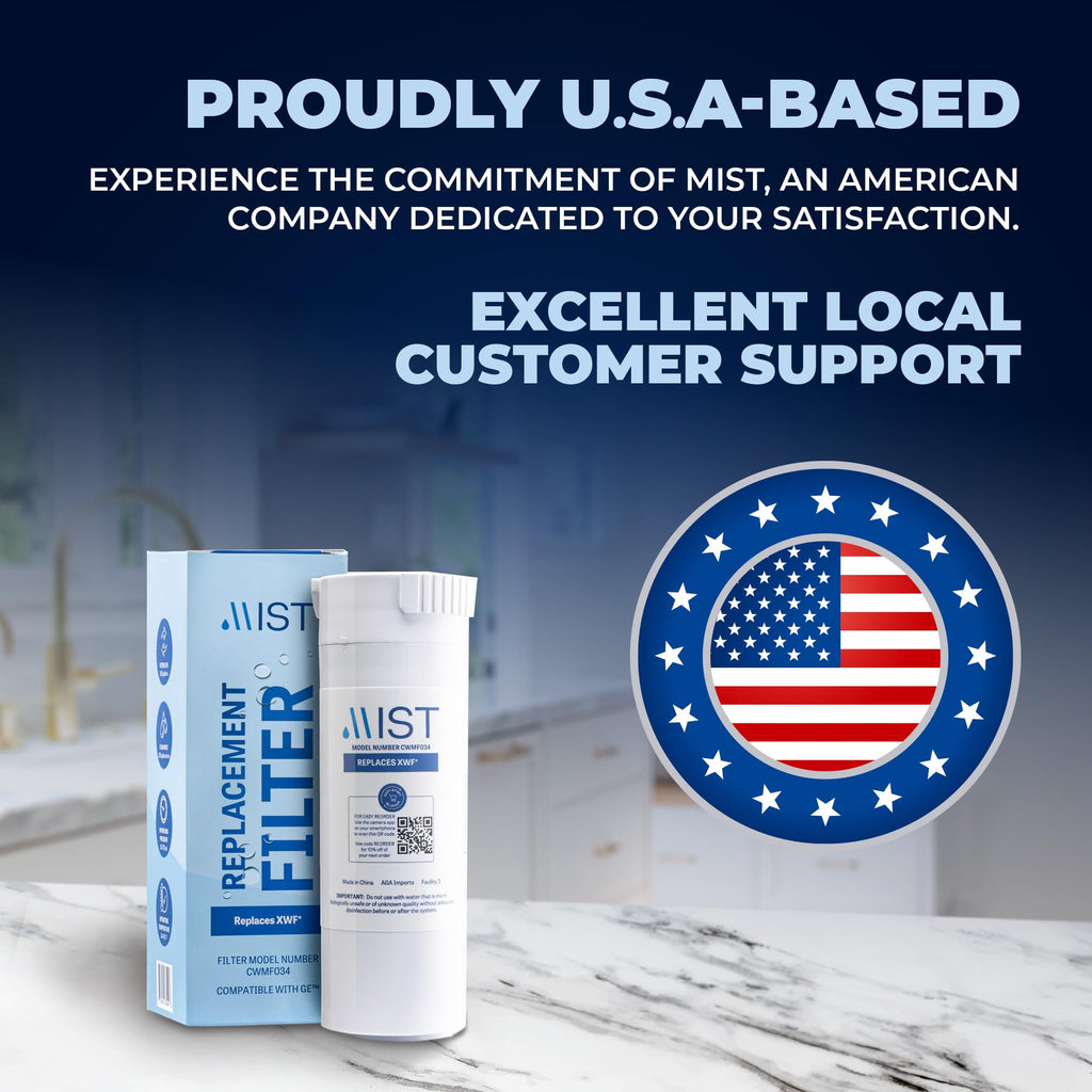 Mist XWF Water Filter Replacement for GE, Refrigerator Water Filter compatible with GWE19JSLSS, WR17X30702, GBE21, GDE21, GDE25, GFE24 (Not XWFE) GE XWF Water Filter (3 pack)