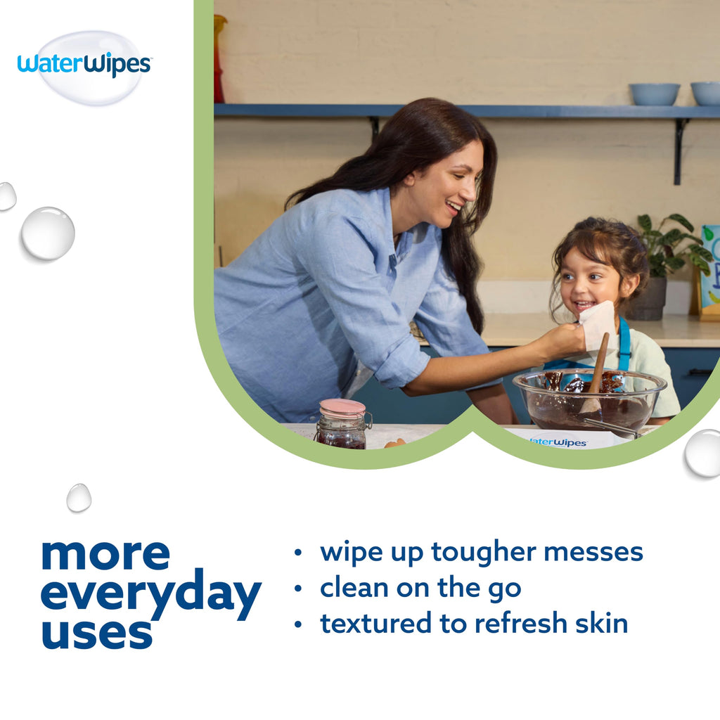 WaterWipes Sensitive+ Baby & Toddler Wipes, 3-In-1 Cleans, Cares, Protects, 99.9% Water, Textured Clean, Unscented & Hypoallergenic, 720 Count (12 Packs)