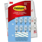 Command Small Clear Wire Toggle Hooks, 10 Hooks and 12 Command Strips, Damage Free Hanging Wall Hooks with Adhesive Strips, Adhesvie Hooks for Hanging, Organization and Storage, Holds up to 0.5 lb