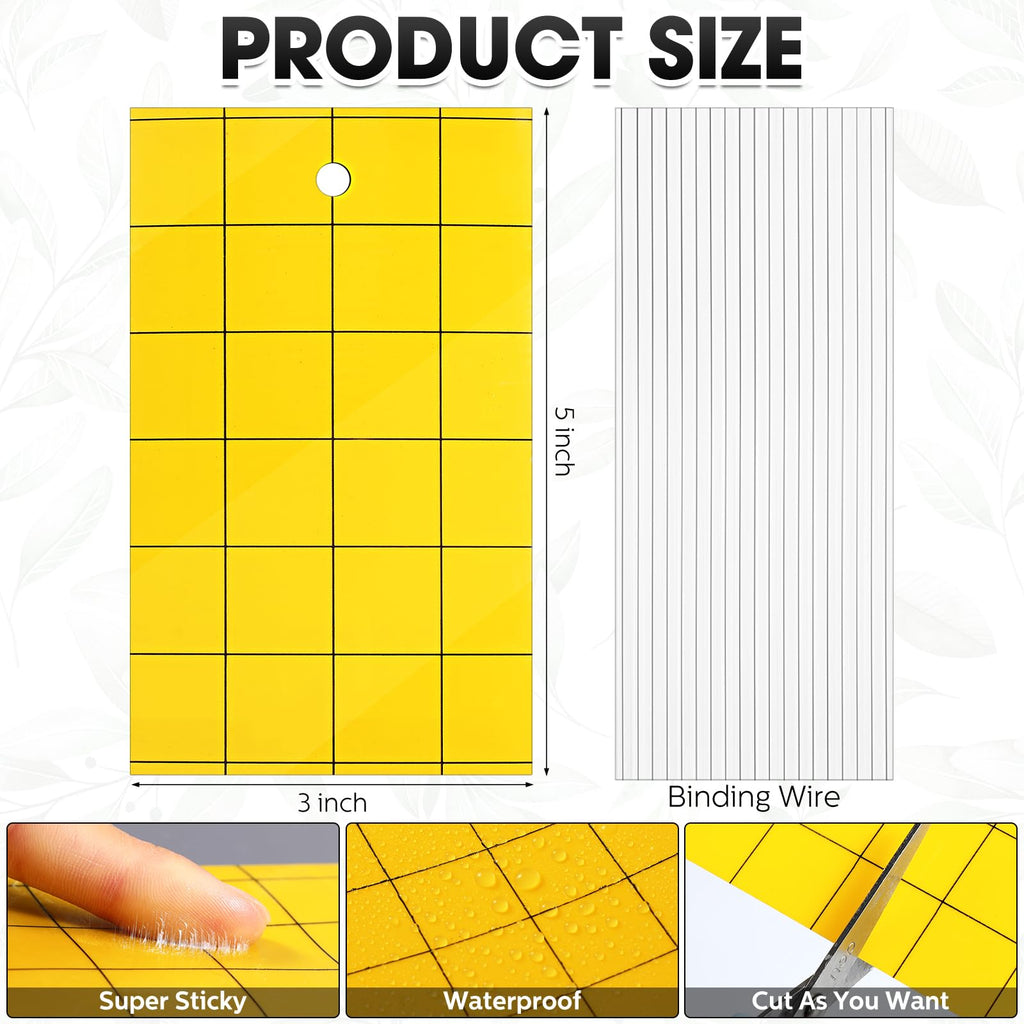 Qualirey 150 Pcs Yellow Sticky Trap for Gnats 3 x 5'' Dual Side Sticky Fruit Fly Trap with Tie Plant Sticky Trap for Flying Insect Fungus Bugs Flying Sticky Trap Sticky for Indoor Outdoor