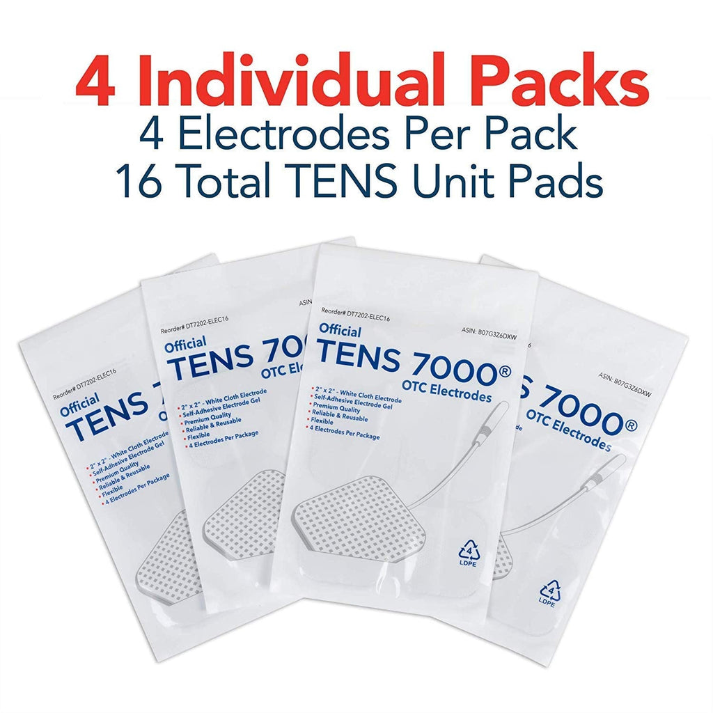 TENS 7000 Official TENS Unit Electrode Pads, 16 Pack - Premium Quality OTC TENS Pads, 2" X 2" - Compatible with Most TENS Machines, Replacement Electrodes Value Pack