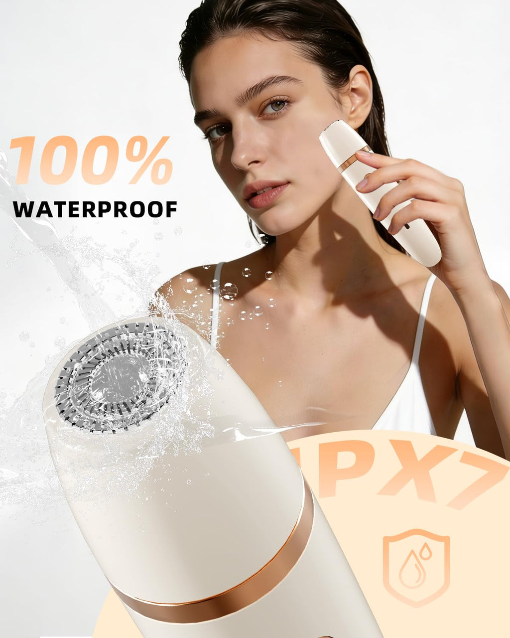 Ufree Bikini Trimmer Electric Razors for Women, Rechargeable Pubic Hair Trimmer Electric Shaver for Legs Body Hair, Bikini Shaver IPX7 Waterproof, White