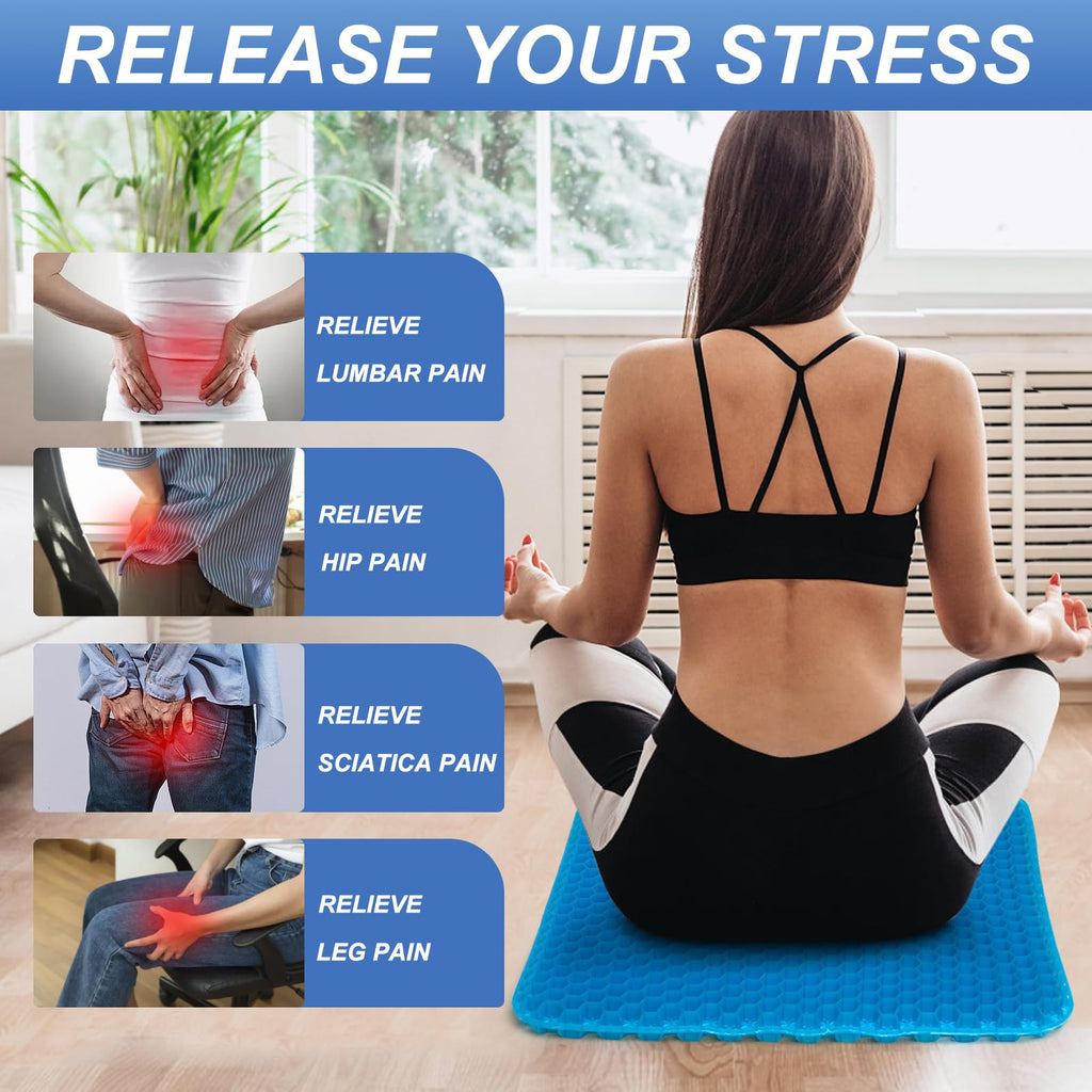 LYUANEC Gel Seat Cushion for Long Sitting, (20 Inch Extra Jumbo Cushion) Soft＆Breathable Gel Cushions for Pressure Relief, Wheelchair Seat Cushions, Gel Pad for Chair, Office Chair Cushion