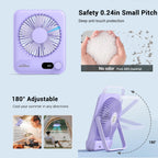 Small Desk Fan Personal Fans: 5000mah 25 Hours Battery Office Quiet Mini Desktop Fan Portable Rechargeable Travel Essentials (Purple, 2000 mAh)