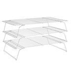 Cooling Rack for Baking 3 Tiers, 16" x 10" Cookie Cooling Wire Rack Stackable Collapsible Nonstick, Stainless Steel Baking Cooking Cooling Racks with Optimum Air Flow, Silver