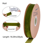 arricraft 18.5 Yards × 1 Inch Christmas Single Side Velvet Ribbon, Green Velvet Ribbon,Satin Ribbon Roll for Wedding, Gift Wrapping, Hair Bows, Flower Arranging, Home Decorating (Olive)