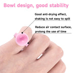 100PCS Pink Disposable Plastic Nail Art Tattoo Glue Rings Holder Eyelash Extension Rings Adhesive Pigment Holders Finger Hand Beauty Tools (Pink)