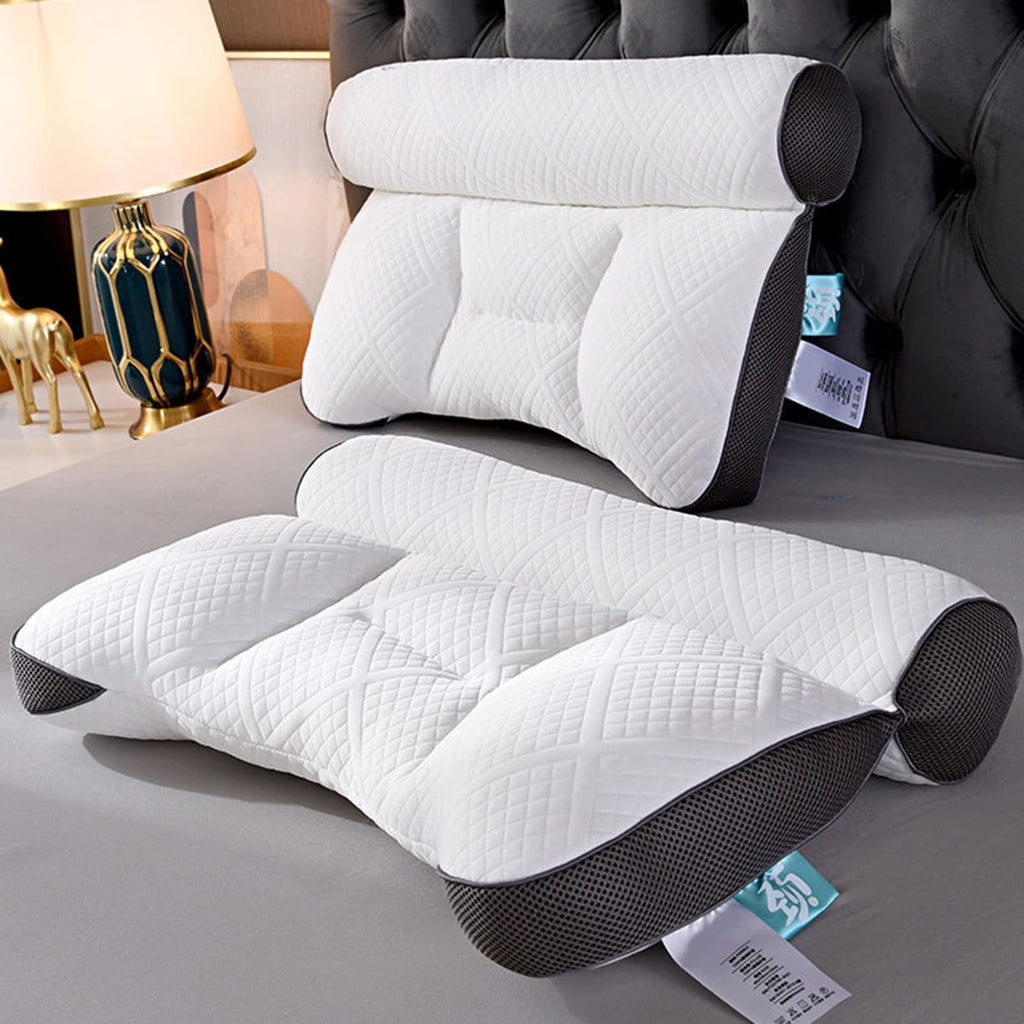 Memory Foam Pillow for Neck and Shoulder Pain Relief, Neck Contour Cervical Orthopedic Sleep Pillow for Side Back & Stomach Sleepe Breathable Neck Rest Cushion for Bedroom Grey