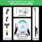REALWORK 4-Gallon Backpack Sprayer with Padded Shoulder Strap for Pests & Weeds, Watering Garden, and Spraying Plants, in Translucent White
