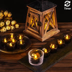 Windshell Black Tealight Candles with 6H Timer (No Remote), Melting Design (Plastic), Battery Operated LED Flameless Tea Lights for Party, Wedding, Halloween and Christmas, Pack of 12