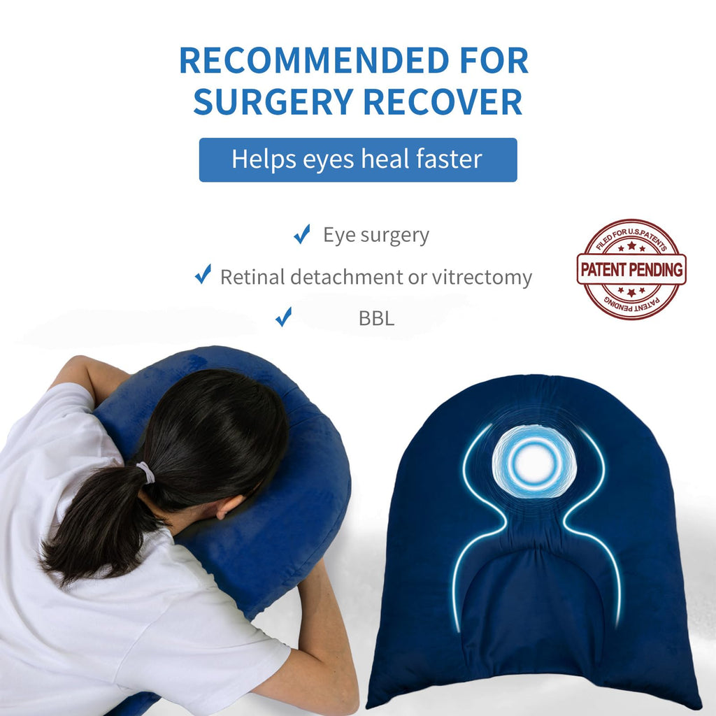 Beatvive Face Down Pillow for Sleeping, Prone Pillow for Vitrectomy or Retinal Surgery, Adjustable Height Prone Prone Pillow Face Down Sleep, Retina Lying Pillow Eye Surgery Recovery (Velvet-Green)