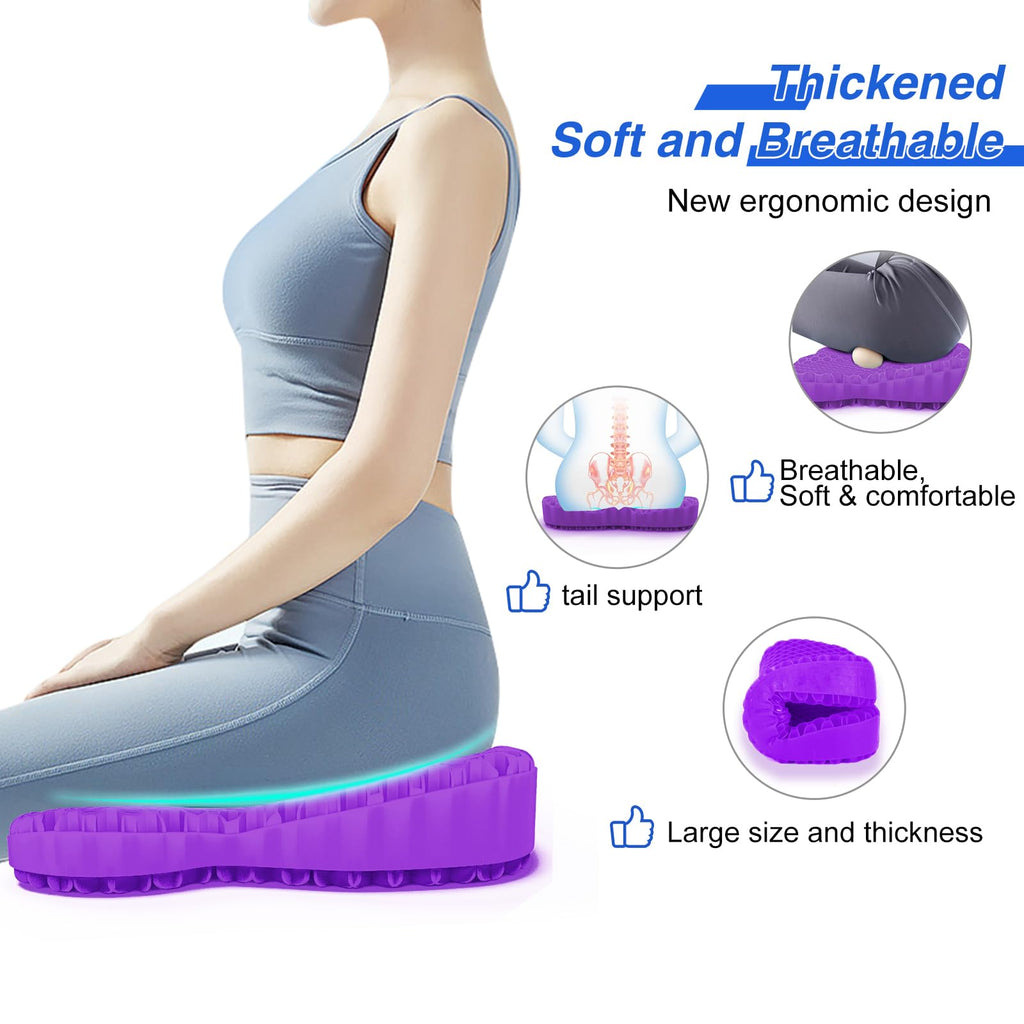 Airllantry Thicken 19.7in Seat Cushion, Gel Seat Cushion for Long Sitting–Office Chair, Wheelchair, Car Pad, Large Cooling Support Pad for Back Pain, Sciatica, Tailbone Pain Relief