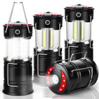 4 Pack Camping Lanterns Camping Accessories USB Rechargeable and Battery Powered 2-in-1 LED Lanterns, Hurricane Lights with Flashlight and Magnet Base for Camping, Hiking, Emergency