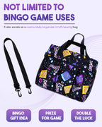 Bingo Bag with Pockets for Bingo Daubers Dabbers Dobbers Black Bingo Bag for Bingo Stuff Supplies Bingo Game Accessories for Bingo Lovers Players Bingo Prizes for Adults Seniors Elderly Juego de Bingo
