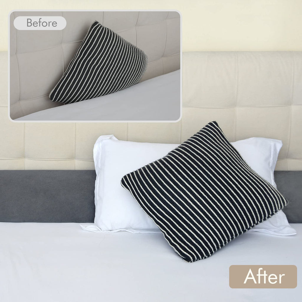 Vekkia King Bed Wedge Pillow for Headboard Gap Filler(0-5"),High-Density Foam,Prevents Pillows & Items from Falling,Ergonomic Design,Large Storage Pockets, Removable&Washable Cover,Gray,76''x10 x6