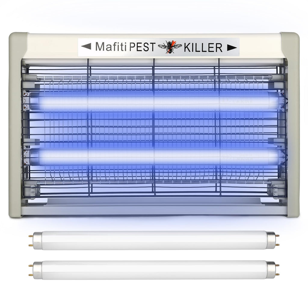 mafiti Bug Zapper 20W 3500V Fly Traps Indoor Electric Mosquito Zapper Fly Killer Gnats Fruit Trap for Home Restaurants Kitchen Garden with 2 Replacement Bulbs Grey