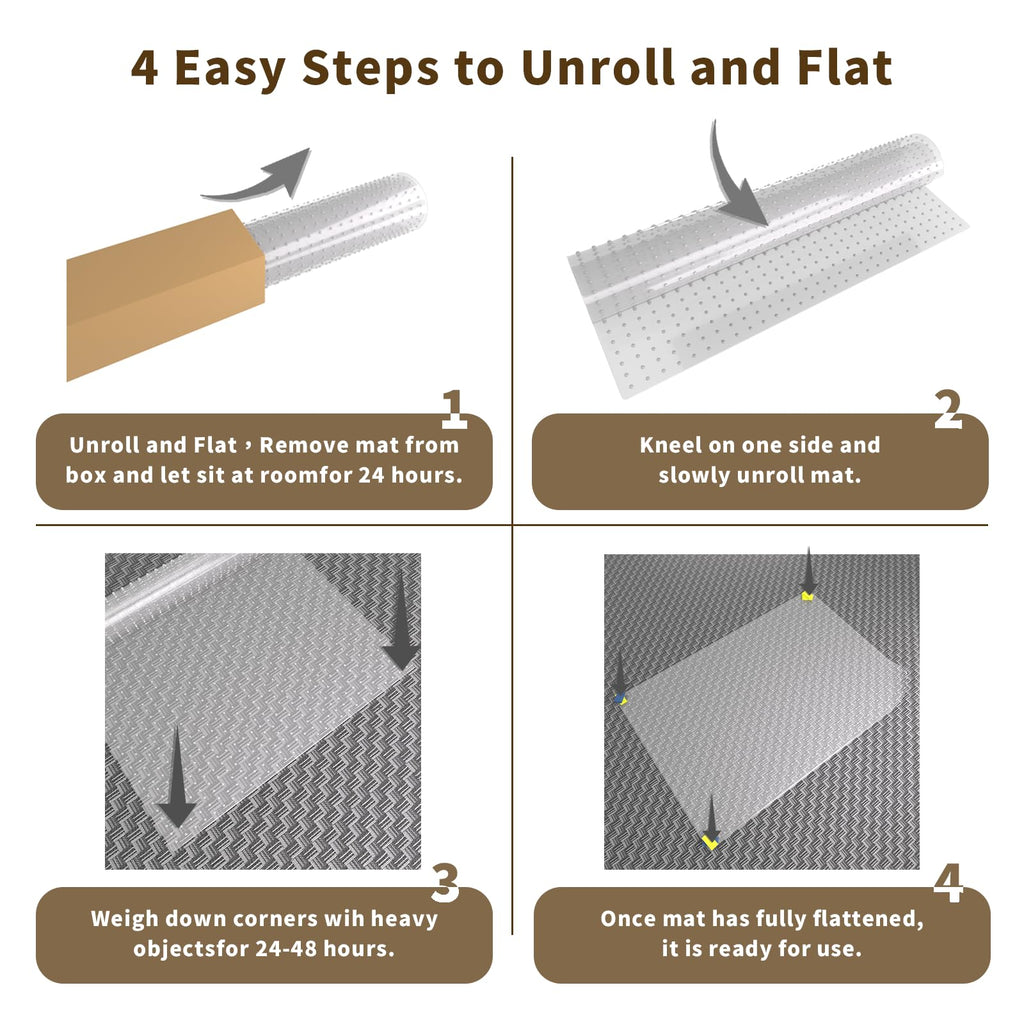 Office Chair Mat for Carpeted Floor, 63"x51" Clear Desk Chair Mat for Carpet Large Protector Floor Mat On Low Pile Carpets, Easy Glide Rolling Plastic Floor Mat, Computer Chair Mat for Home Office