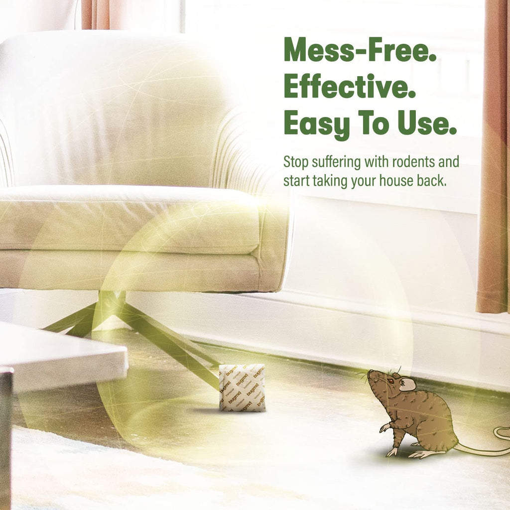 BugMD Vamoose - Rodent Repellent Pouches (1 Pack, 4 Pouches), Plant-Powered Rat , Mouse Deterrent Indoor