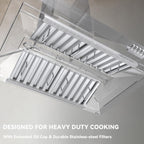 Hermitlux 30 inch Wall Mount Range Hood with 3 Speed Exhaust Fan, Stainless Steel Range Hoods with Ducted Convertible Ductless, Ceiling Chimney-Style Vent Hood with LED Light for Kitchen