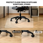 Clear Chair Mat for Hardwood Floors, 48" x 36" PVC Office Floor Protector, Heavy Duty Anti-Slip Mat for Rolling Chairs, Easy to Clean, for Home, Office, Gaming