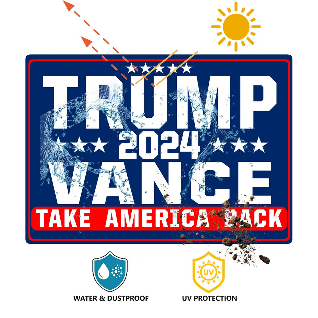 Shmbada Trump Vance 2024 Take America Back Yard Sign with Metal Stake - 20 x 14 Inch Double Sided Outdoor Decorative Trump Signs for Garden Yard Lawn House