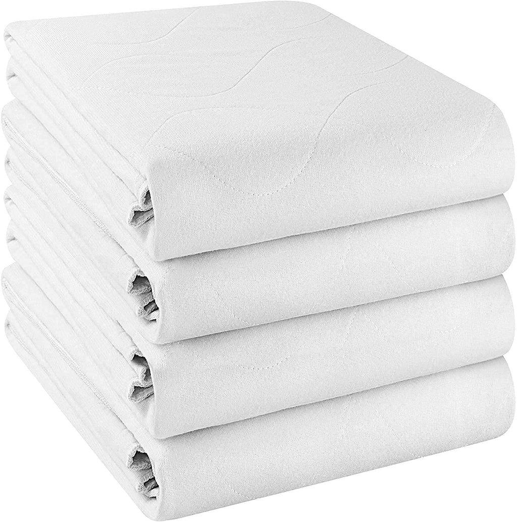 Utopia Bedding (Pack of 4) Waterproof Incontinence Pads Quilted Washable & Absorbent Bed Pad for Adults and Kids 34 x 52 inches (White)