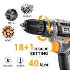Power Drill Cordless: DEKOPRO Cordless Drill 20V Electric Power Drills Set Tool Drills Cord-less Set with Battery and Charger