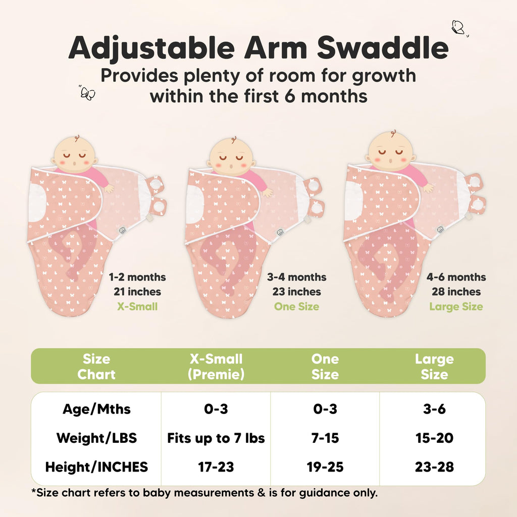KeaBabies 3-Pack Swaddles for Newborns, Girls, Boys with Hats - Organic Soft Baby Sleep Sacks, Breathable Baby Swaddle 3-6 Months Beanies Set, Premie Infant Sleep Sack 0-3 Months (Butterflies)
