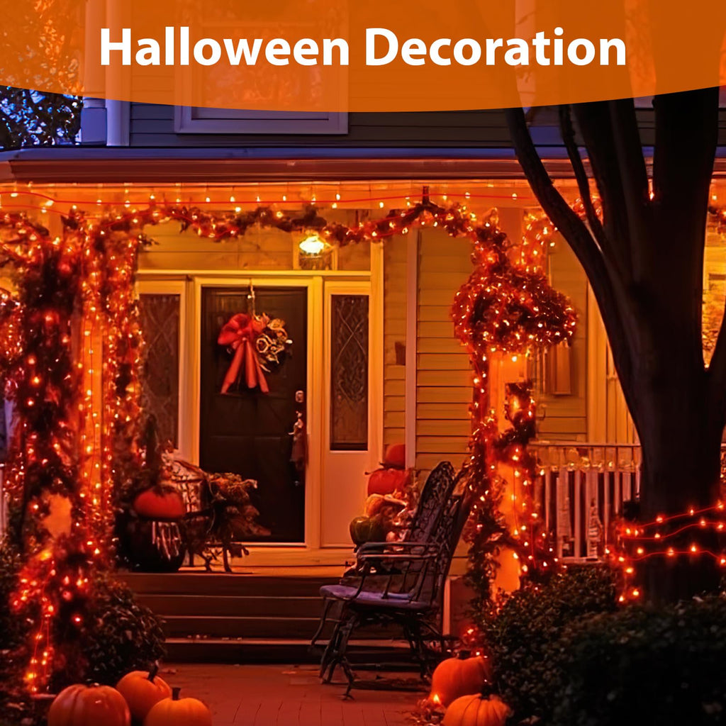 ICRGB Solar Halloween Lights, 66FT 200 LED Outdoor Solar Rope Lights, IP67 Waterproof Solar Lights, 8 Modes Christmas Lights, Solar String Lights for Outside, Halloween Tree Pathway Autumn Decorative