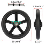 OwnMy 2PCS of 8 Inch Black Rubber Wheelchair Replacement Wheels Wheelchair Front Wheels Anti-Slip Rollator Walker Replacement Casters Rollers Wheels Universal Wheelchair Replacement Wheel Accessories